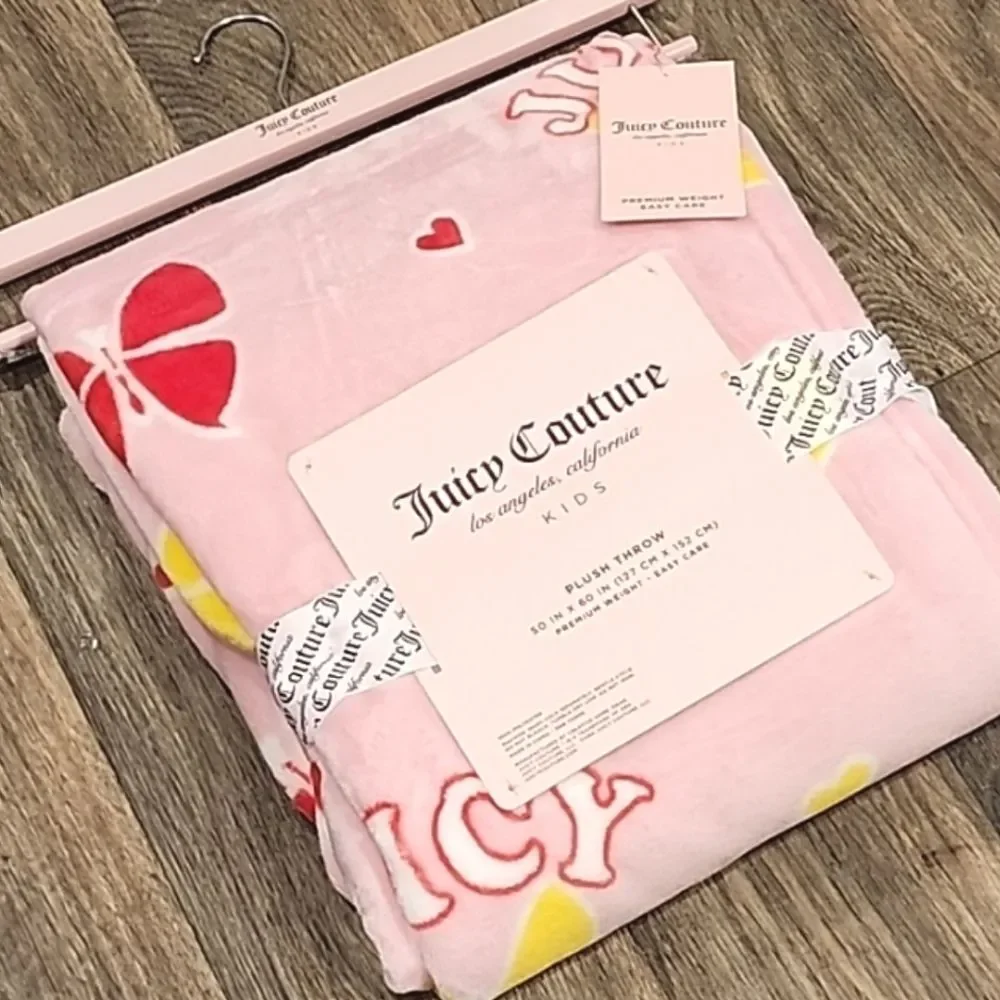Juicy‎ Couture Kids Logo Butterfly & Clouds Plush Throw Blanket
